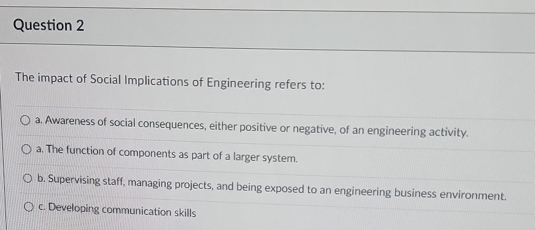 The impact of Social Implications of Engineering | Chegg.com
