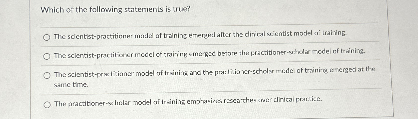 Solved Which of the following statements is true?The | Chegg.com