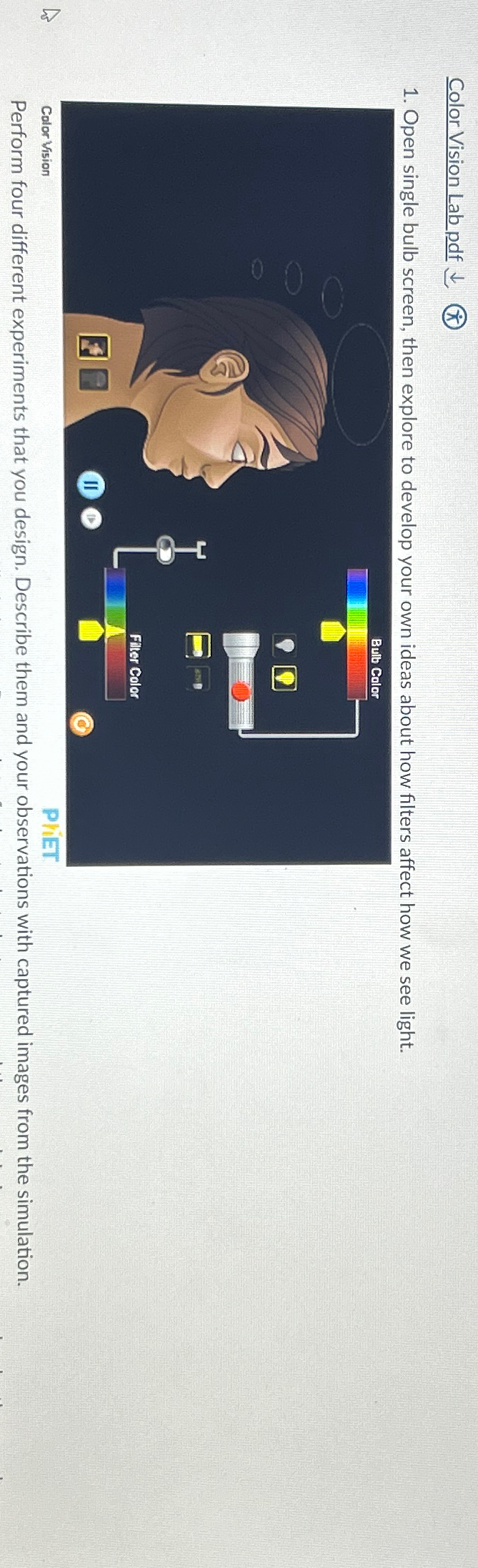 Solved Color Vision Lab pdf darr∄Open single bulb screen,