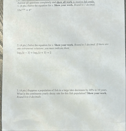 Solved Answer all questions completely and whow all work to | Chegg.com