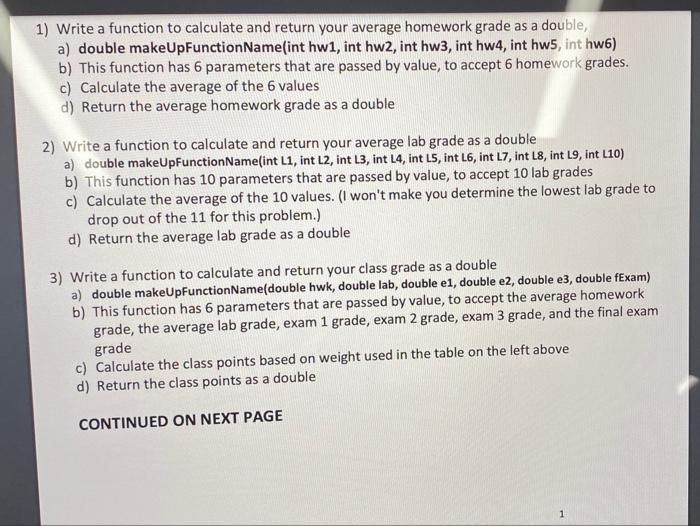 Solved 1) Write a function to calculate and return your | Chegg.com