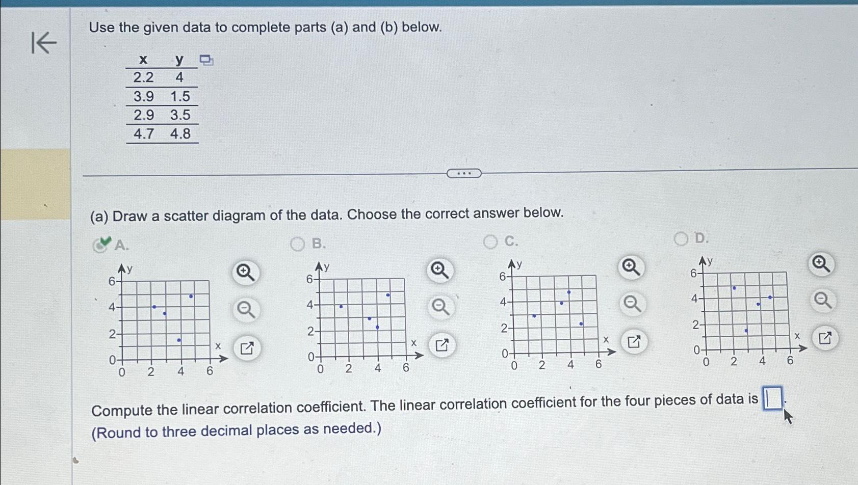 Solved Use the given data to complete parts (a) ﻿and (b) | Chegg.com