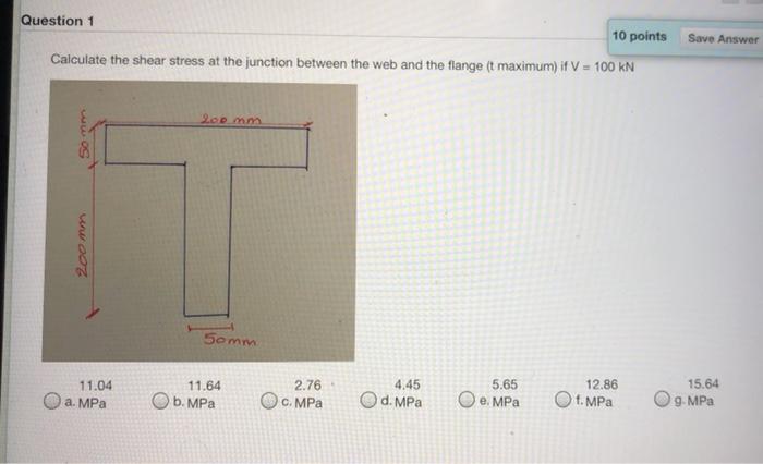 Solved Question 1 10 points Save Answer Calculate the shear | Chegg.com