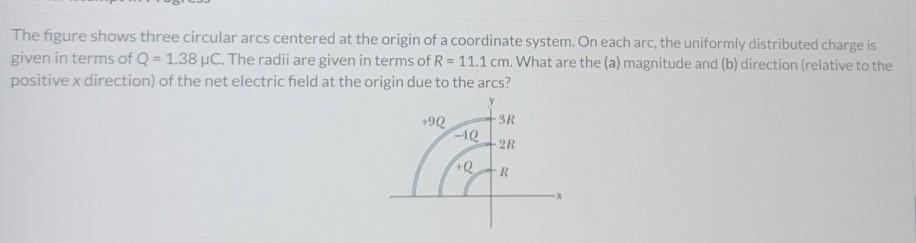 Solved The figure shows three circular arcs centered at the | Chegg.com