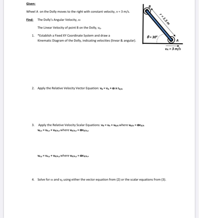 Solved Given Wheel A on the Dolly moves to the right with