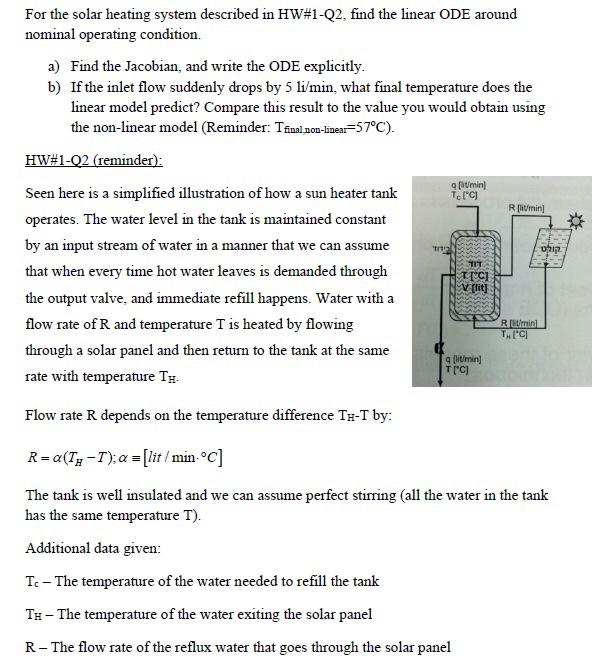 aliumin Telci Rin] For the solar heating system | Chegg.com