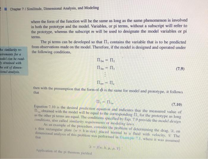 Solved Chapter 7 / Similitude, Dimensional Analysis, And | Chegg.com