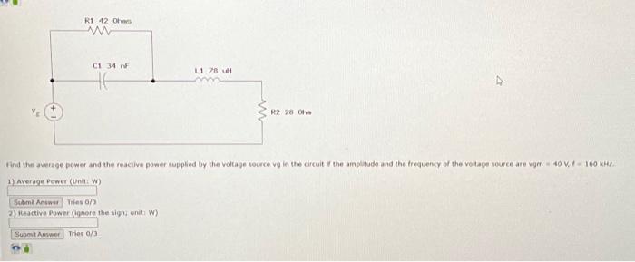 Solved Find the average power and the reactive power | Chegg.com