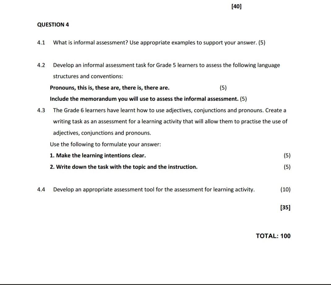 4 1 What Is Informal Assessment Use Appropriate Chegg 4-1-what-is-informal-assessment-use-appropriate-chegg
