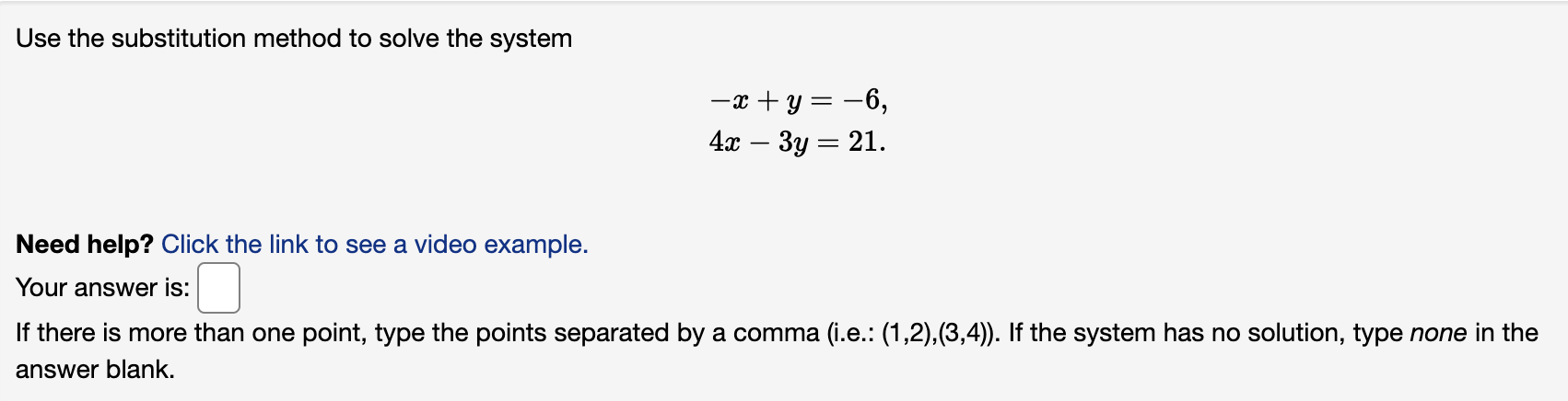 Solved Use the substitution method to solve the | Chegg.com