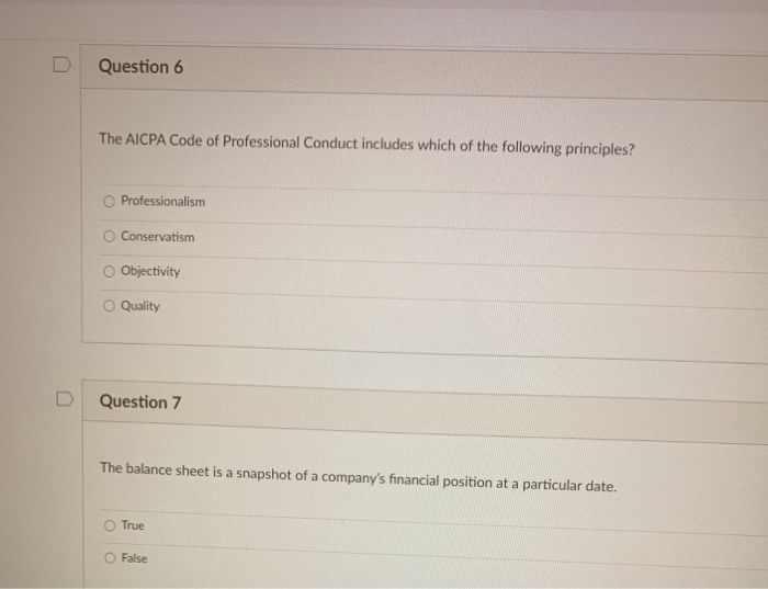 Solved Question 6 The AICPA Code Of Professional Conduct | Chegg.com