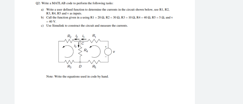 Solved Q2: Write a MATLAB code to perform the following | Chegg.com