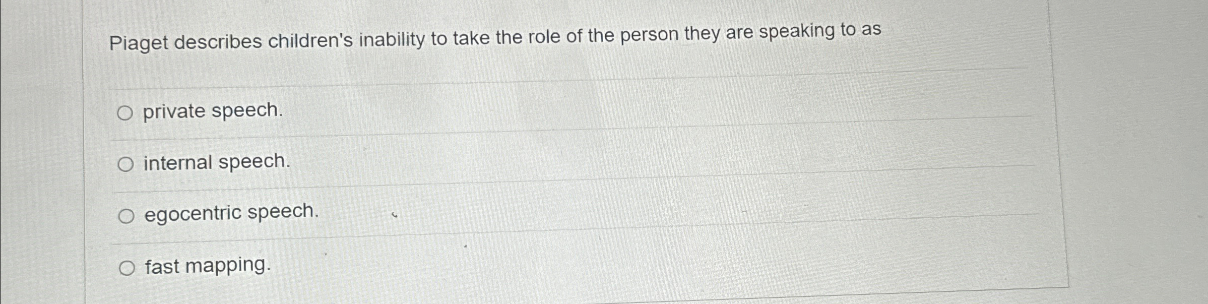 Solved Piaget describes children s inability to take the Chegg