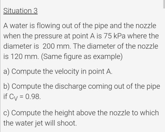 Solved Situation 3 A water is flowing out of the pipe and | Chegg.com