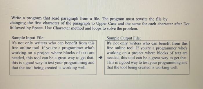 Solved Write a program that read paragraph from a file. The | Chegg.com