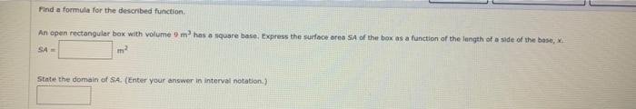 Solved MY NOTES Find a formula for the described function | Chegg.com