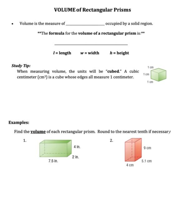 rectangular prism volume formula