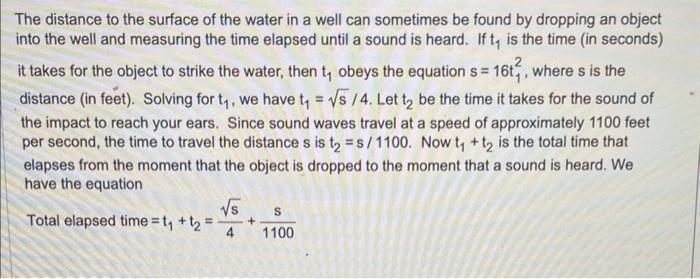 The distance to the surface of the water in a well | Chegg.com