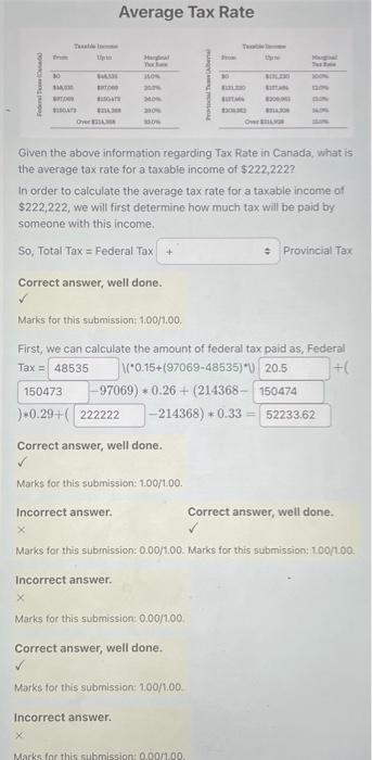 Solved Average Tax Rate Given the above information | Chegg.com