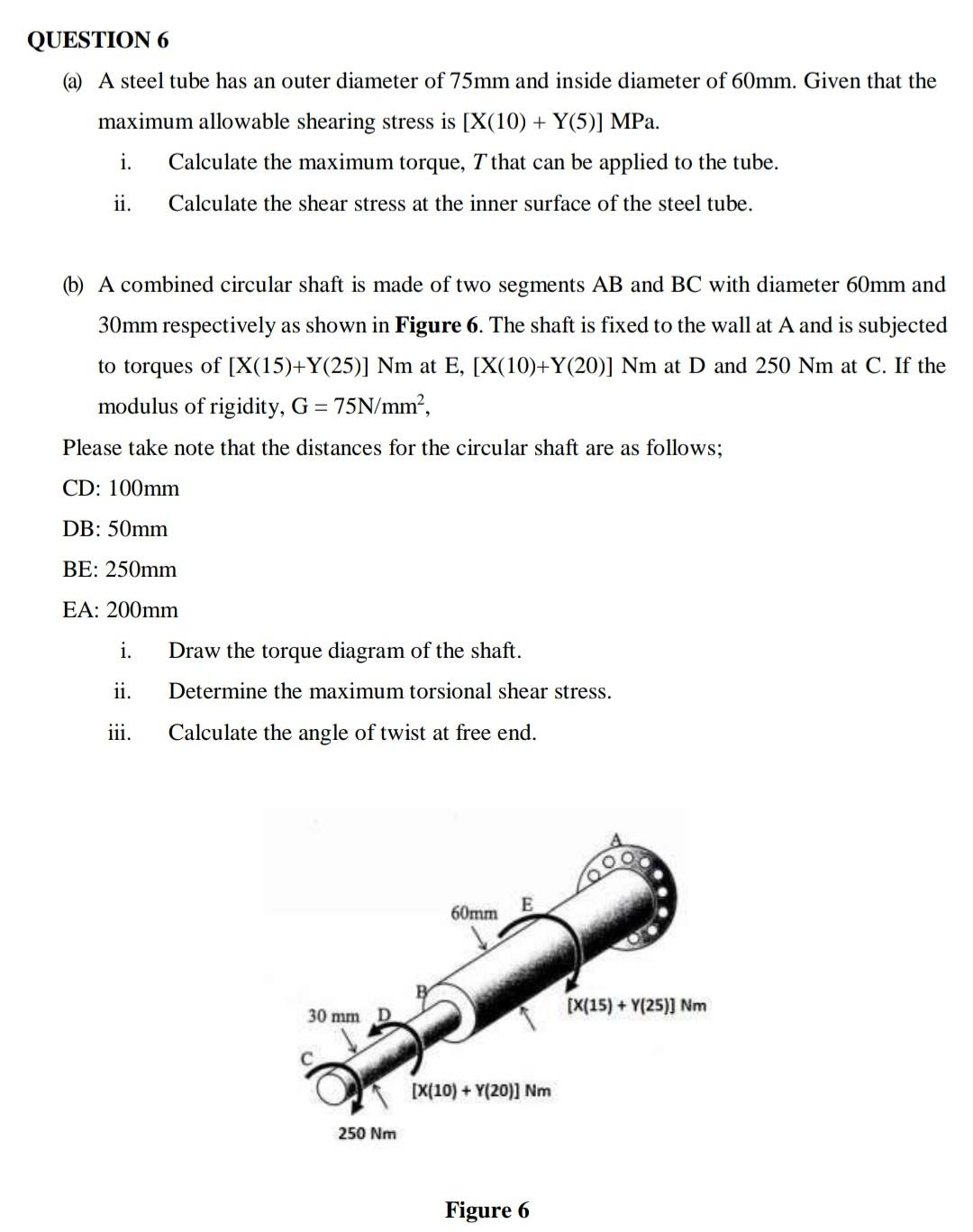 Solved QUESTION 6 (a) A steel tube has an outer diameter of | Chegg.com