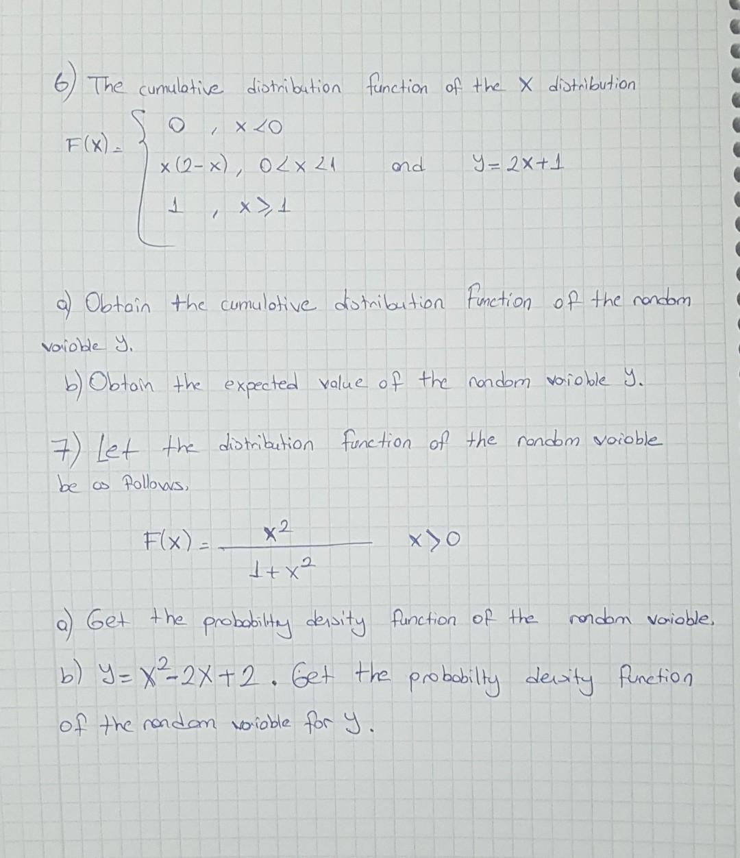 Solved 6) The cumulative distribution function of the x | Chegg.com