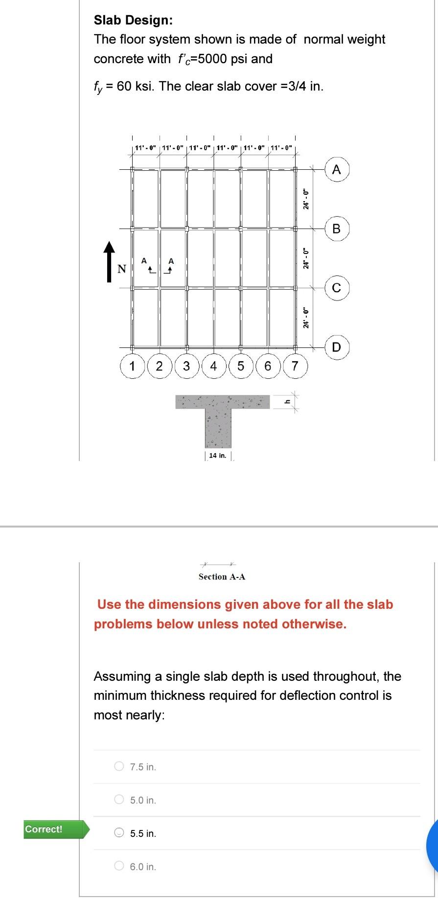 Solved Slab Design: The floor system shown is made of normal | Chegg.com
