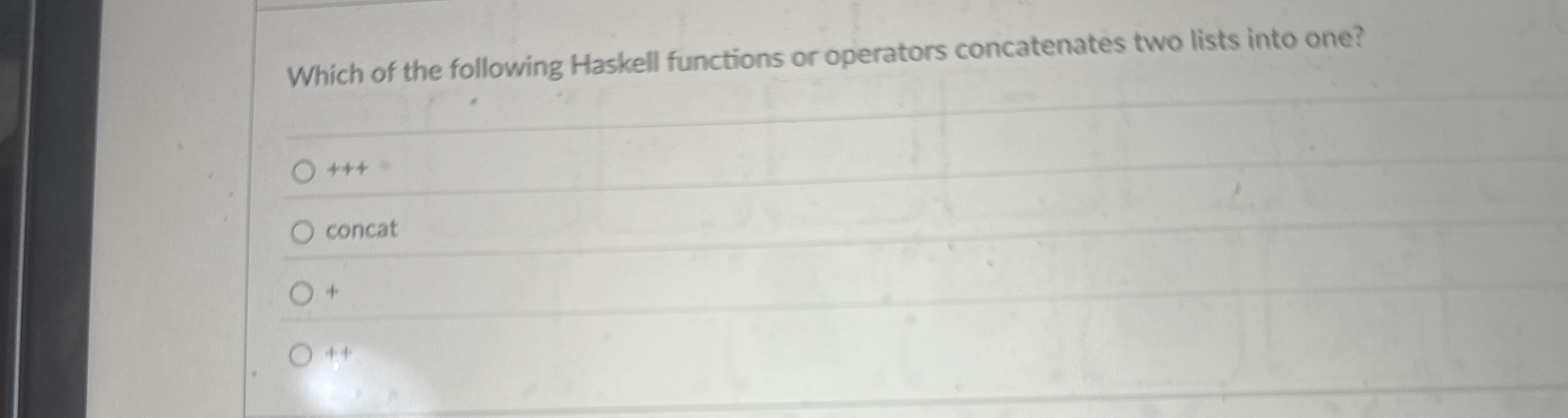 Solved Which of the following Haskell functions or operators | Chegg.com