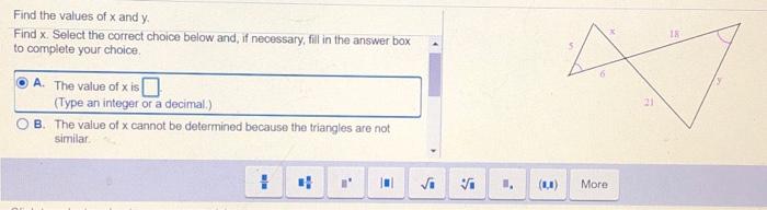 Solved Find the values of x and y Find x. Select the correct | Chegg.com