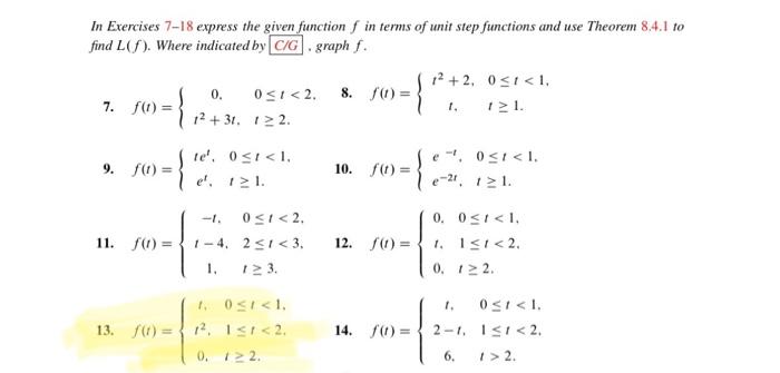 Solved In Exercises 7-18 express the given function f in | Chegg.com