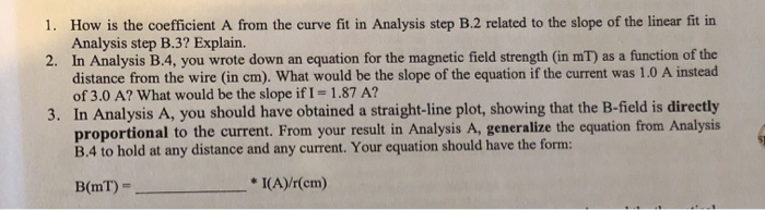 1. How is the coefficient A from the curve fit in | Chegg.com