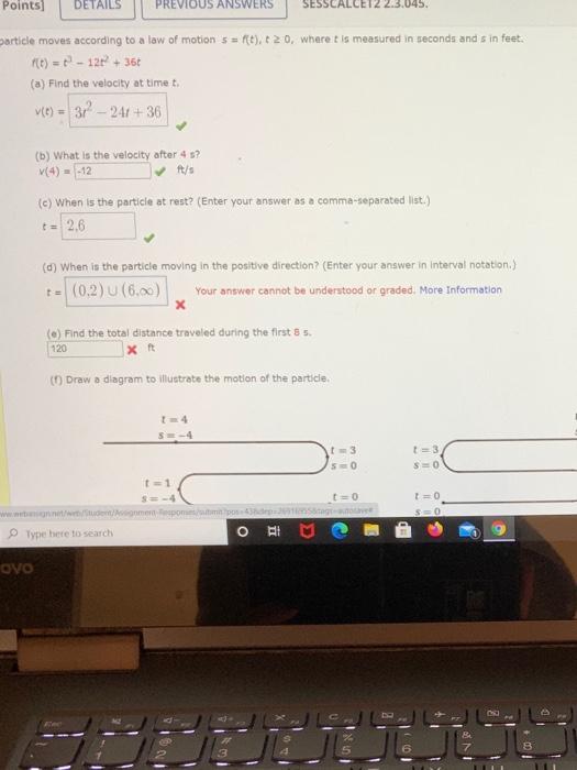 Solved www.dordagem (6) Find the total distance traveled | Chegg.com