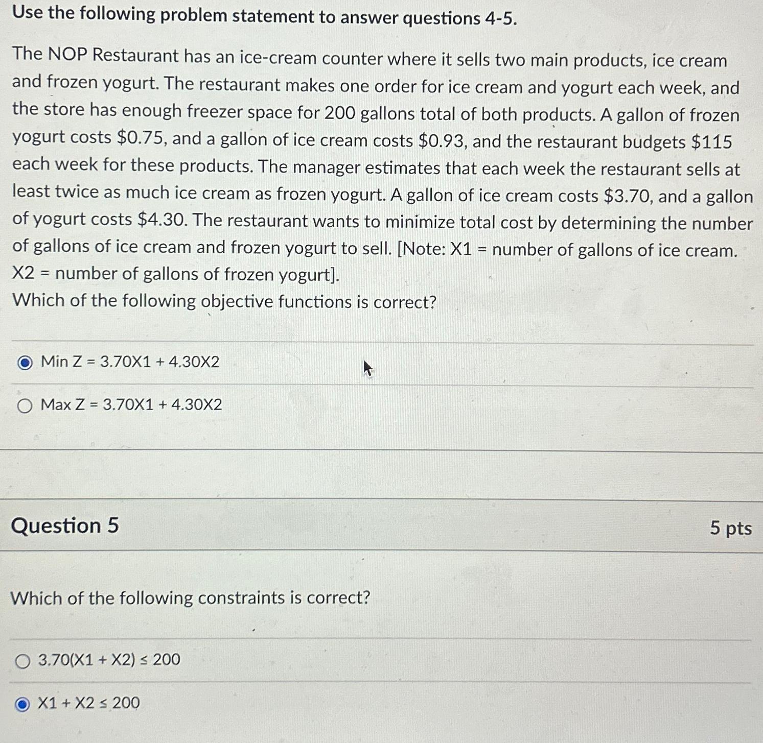 Solved Use the following problem statement to answer | Chegg.com