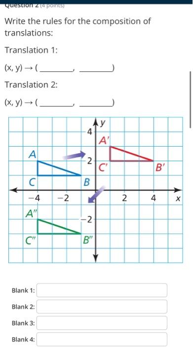 Solved (x,y)→( Translation 2: (x,y)→( Blank 1: Blank 2: | Chegg.com