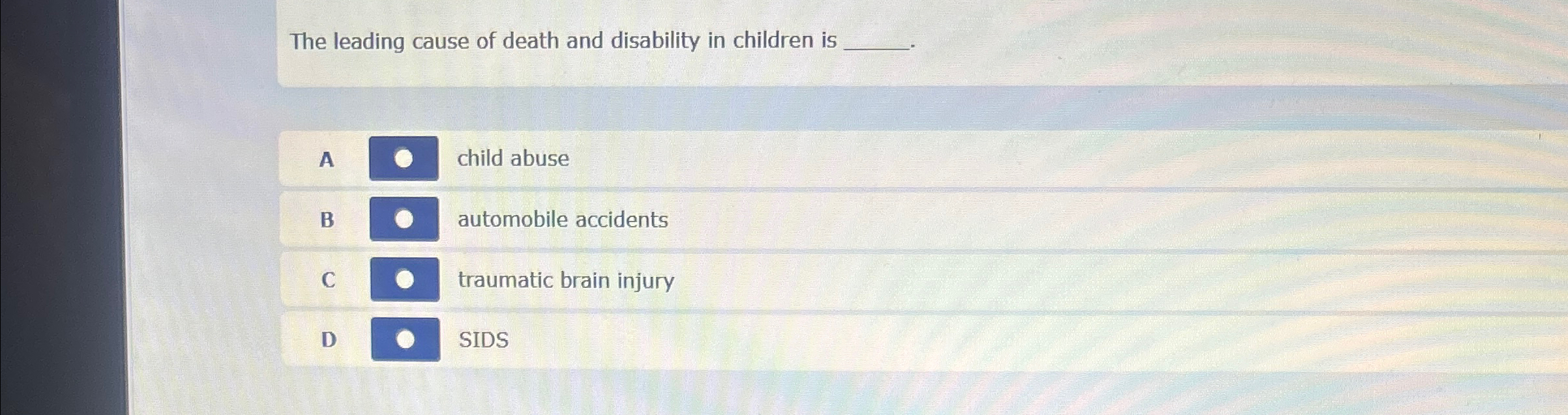 Solved The leading cause of death and disability in children | Chegg.com