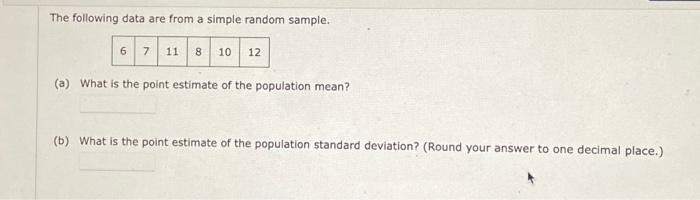 Solved The following data are from a simple random sample. 6 | Chegg.com