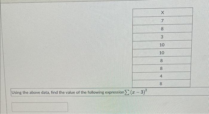 Solved Using the above data, find the value of the following | Chegg.com