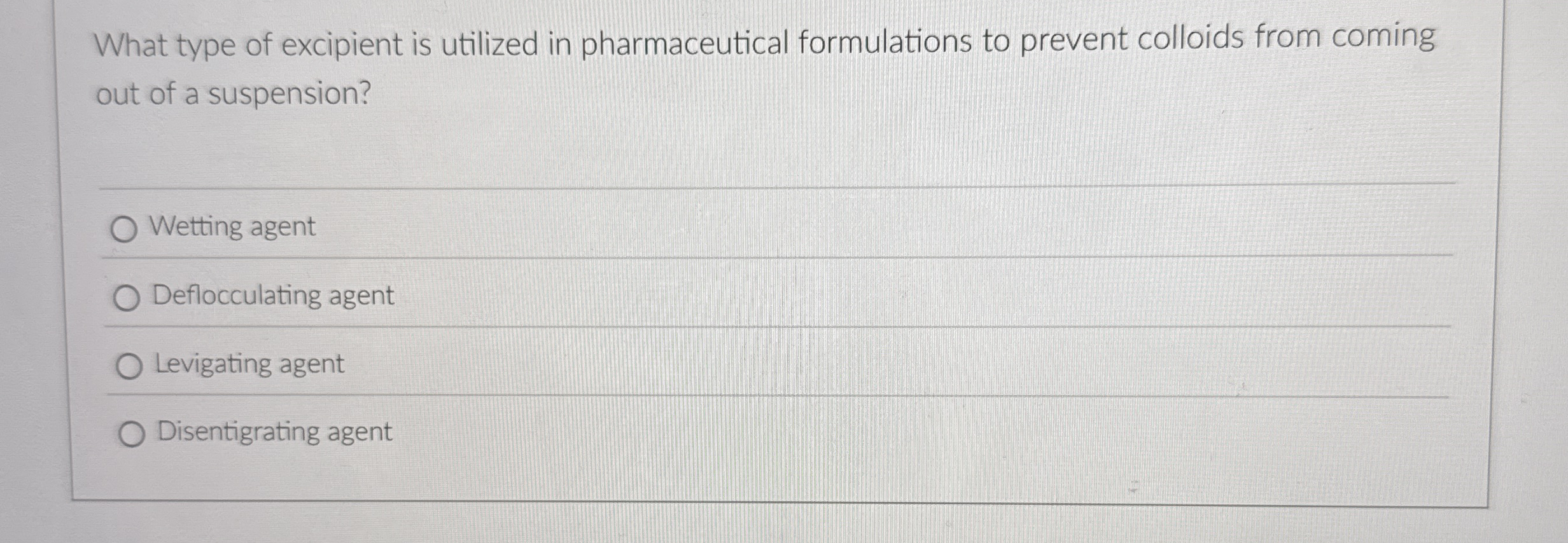 Solved What type of excipient is utilized in pharmaceutical | Chegg.com
