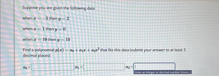 Solved Suppose you are given the following data when x=−5 | Chegg.com