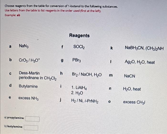 Solved Choose reagents from the table for comversion of | Chegg.com