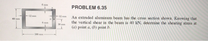 Solved 6 Mm PROBLEM 6.35 An Extruded Aluminum Beam Has The | Chegg.com