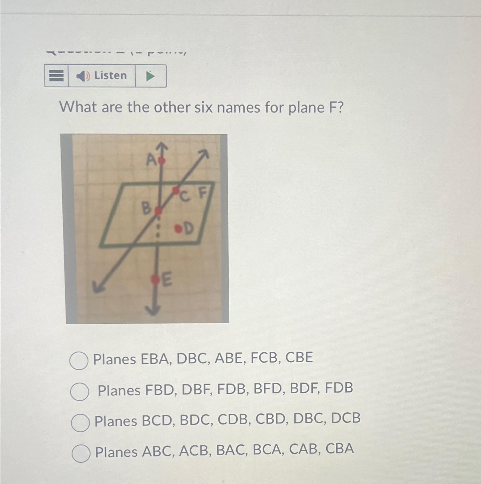 Solved ListenWhat are the other six names for plane F?Planes | Chegg.com