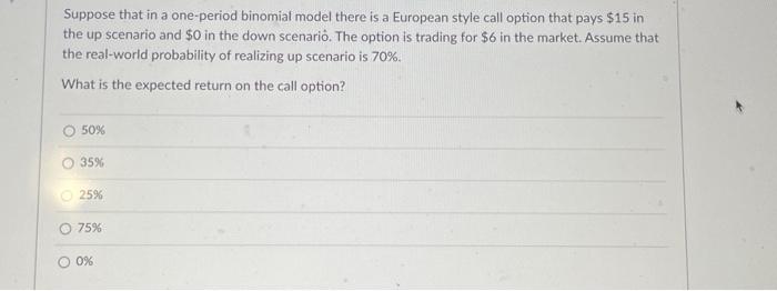 Solved Suppose that in a one-period binomial model there is | Chegg.com