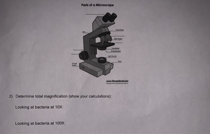 Solved Parts of a Microscope www. 2) Determine total | Chegg.com