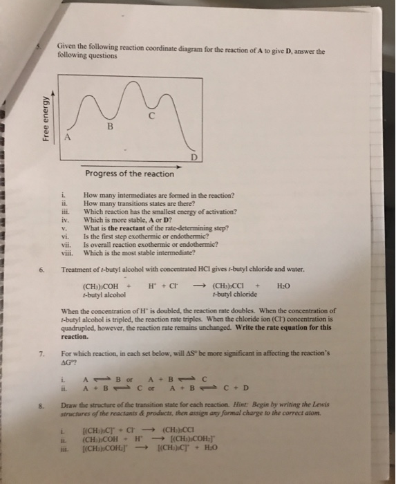 Solved Given the following reaction coordinate diagram for | Chegg.com
