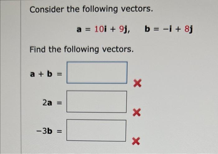 Solved Consider the following vectors. Find the following | Chegg.com
