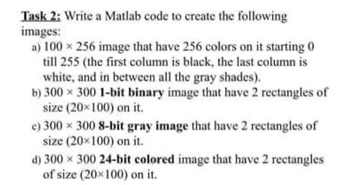 Solved Task 2: Write a Matlab code to create the following | Chegg.com