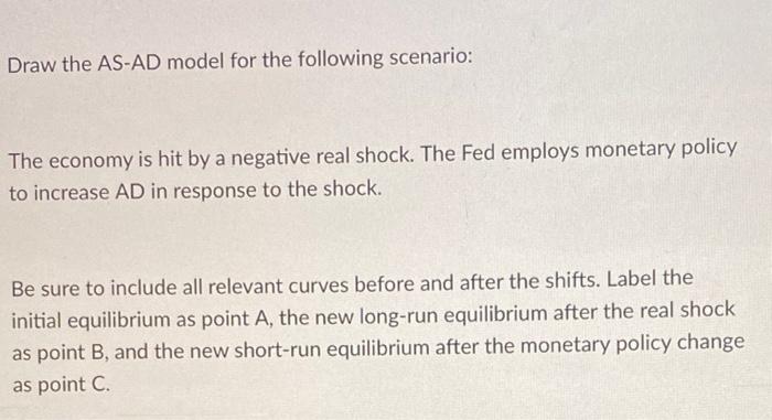 Solved Draw The AS-AD Model For The Following Scenario: The | Chegg.com