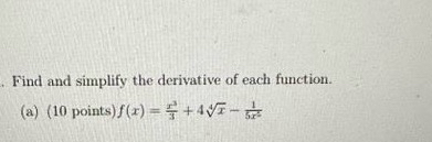 Solved Find and simplify the derivative of each | Chegg.com