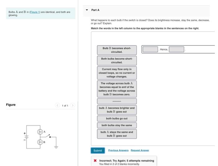 Solved Bulbs A and B in (Figuse 1) are identical, and both | Chegg.com