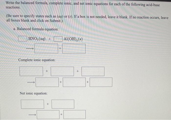 Solved Write the balanced formula, complete ionic, and net | Chegg.com